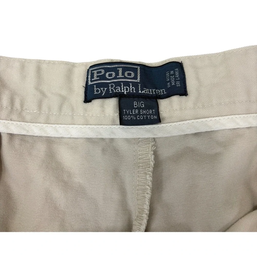 Polo Ralph Lauren Mens Big Tyler Shorts 48B Khaki Tan Pleated Preppy Old Money